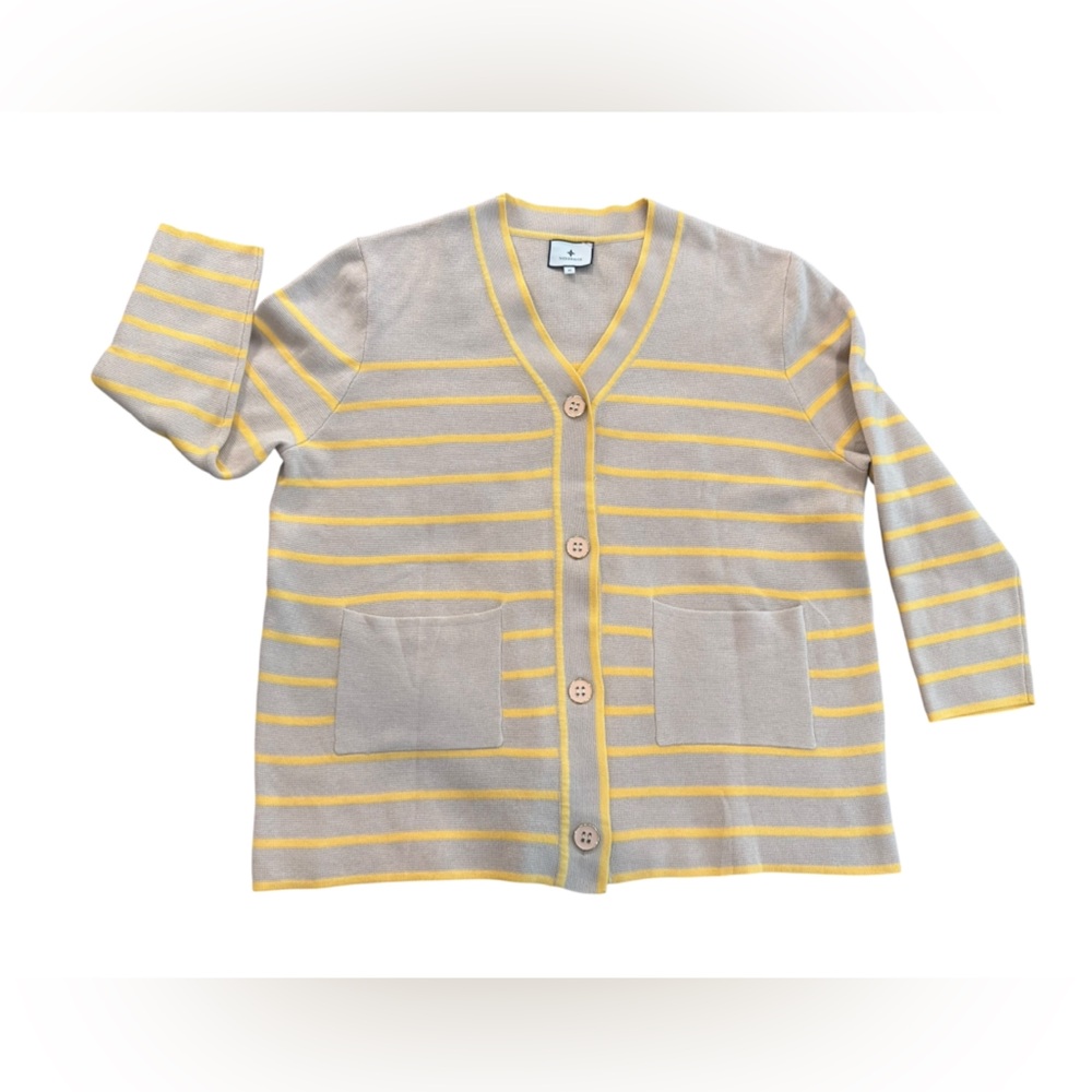 TUCKERNUCK Chai Stripe Lauren Cardigan‎ Sweater Med